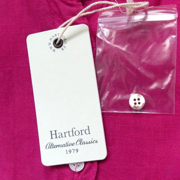 Hartford 100% Linen Richa Dress Fushia Pink Maxi Button Down Shirt Dress Size S - Picture 5 of 13